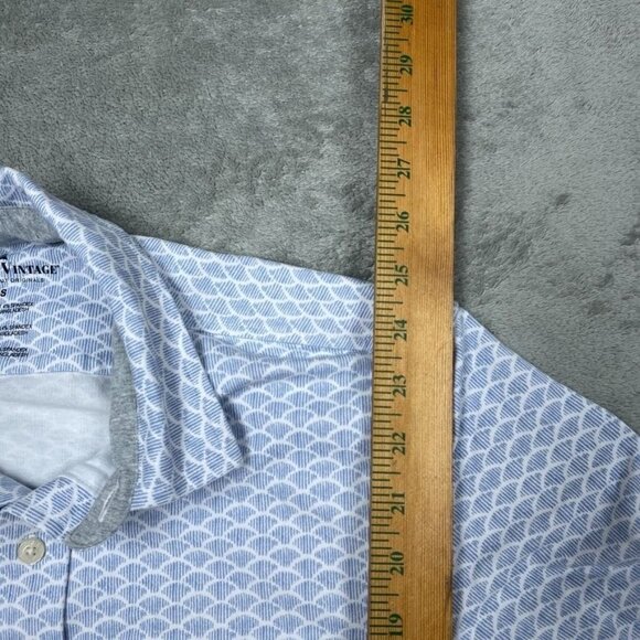 Tailor Vintage Blue Pattern Button-Down Shirt Short Sleeve Size S 1093 - Picture 4 of 7